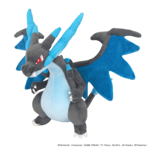 Officiële Pokemon knuffel mega Charizard X +/- 30cm breedt San-ei
